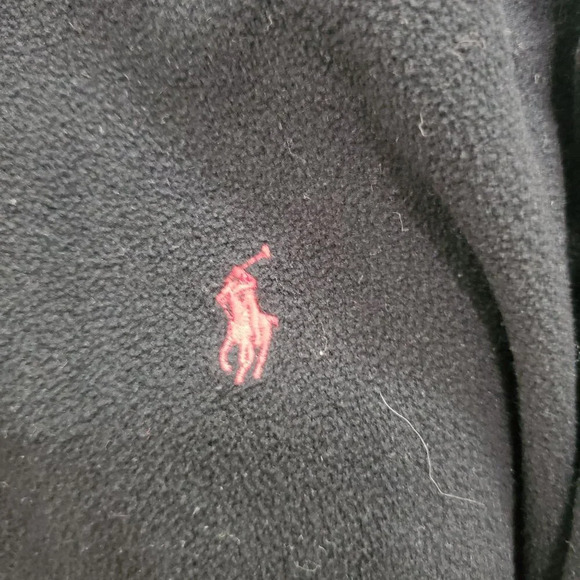 Polo by Ralph Lauren Mens Vintage Black Red Pony 1/4 Zip Neck Fleece Pullover XL - Picture 3 of 6